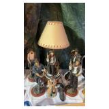 Set of Cowboy Lamp and Statues Set