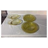 8 Pc Cameo Yellow Ware Dancing Girl Depression