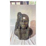 Vintage Plaster Native American Bust 15 Inches