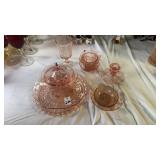 9 Pc of Assorted Pink Depression Glass