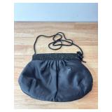 Vintage Carla Marchi Black Satin Beaded Top Trim