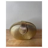 Vintage La Regale Gold Metallic Pleated Clamshell