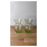 Set of 2 Green Glass Vases