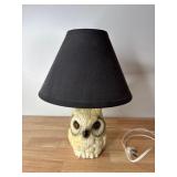 Vintage Mid-Century Chalkware Owl Table Lamp with