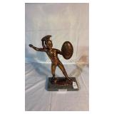 Brass Roman Warrior Granite Base Statue 12 Inches