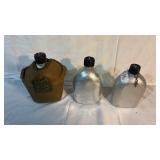 Three Water Canteens 8 Inches
