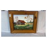 D Anderson Signed Cottage Framed Art Canvas 23x19