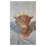 Vintage Hull Heron and Hibiscus Vase Pink