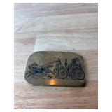 Vintage Solid Brass Horse-Drawn Fire Engine Belt