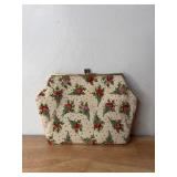 Vintage Cream Beaded Floral Rose Frame Clutch
