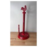 Red Cast Iron Rooster Paper Towel Holder