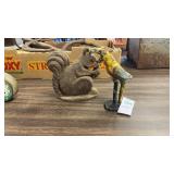 Squirrel Doorstop and Cast Iron Figurine