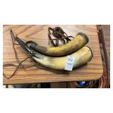 2 vintage powder horns