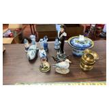 Assorted Ceramic Figurines,, Spittoons, Lidded