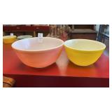 Pyrex Pink and Yellow Mixing Bowls