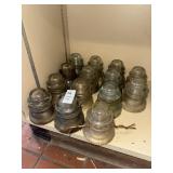 Lot of 14 Hemingray glass insulators