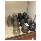 Lot of 14 Hemingray glass insulators
