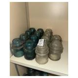 Lot of 14 Hemingray glass insulators