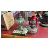 Assorted Vintage Oil Lamps and Base