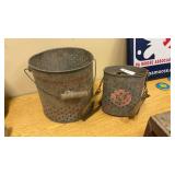 2 Vintage Galvanized Bait Buckets