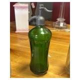 Vintage green glass seltzer bottle