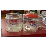 2 octagon glass jars