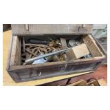 Vintage Wood Toolbox with Tools