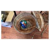 Copper tubing with basket and lightbulbs