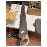 Vintage one-man crosscut logging hand saw