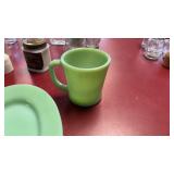 Vintage Fire King Jadeite Cup and 2 Oval Plates