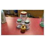 Vintage Vaseline Glass Bottles and Lucky Joe Bank
