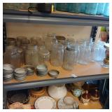 Shelf lot of mason jars