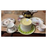 Assorted China Plates and Teapot