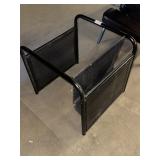 Metal stand with compartment