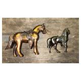 2 Cast Brass Horse Statues