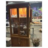 Oak Display Cabinet / lighted/ adjustable glass