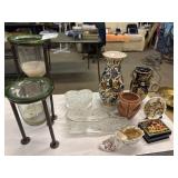 Decor lot -candles with stand, vases, trinket