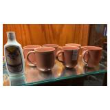 6 Pfaltzgraff Terra Cotta Color Mugs & Cleaner