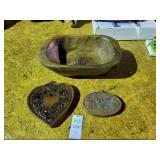 2 cookie molds & wooden bowl