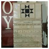 New wooden folk art decorative calendar 22"x35"