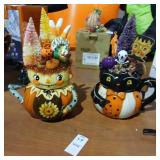 Pair of Johanna Parker decorated mugs