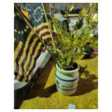 Small stone ware crock & misc items