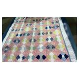 Vintage " Bow Tie " Hand Stitched Quilt 80 " x 7
