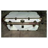 Steamer Trunk - White Wood & Brass Hardware