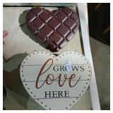 Wooden double sided heart sign pair