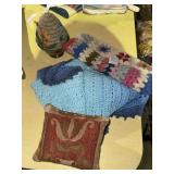 Crochet purse, pin holder, scarf and primitive