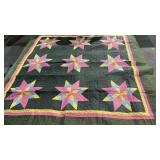 Vintage " 8 Pointed Star " Hand Stitchen Quilt 8