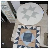 Pair of folk art, Ikea decorated lazy susan,
