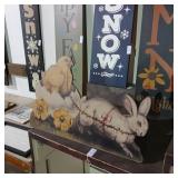 MDF Easter Bunny and chick folding table art 16"