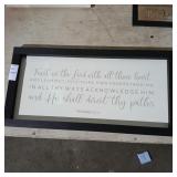 Framed Bible verse 10"x20"